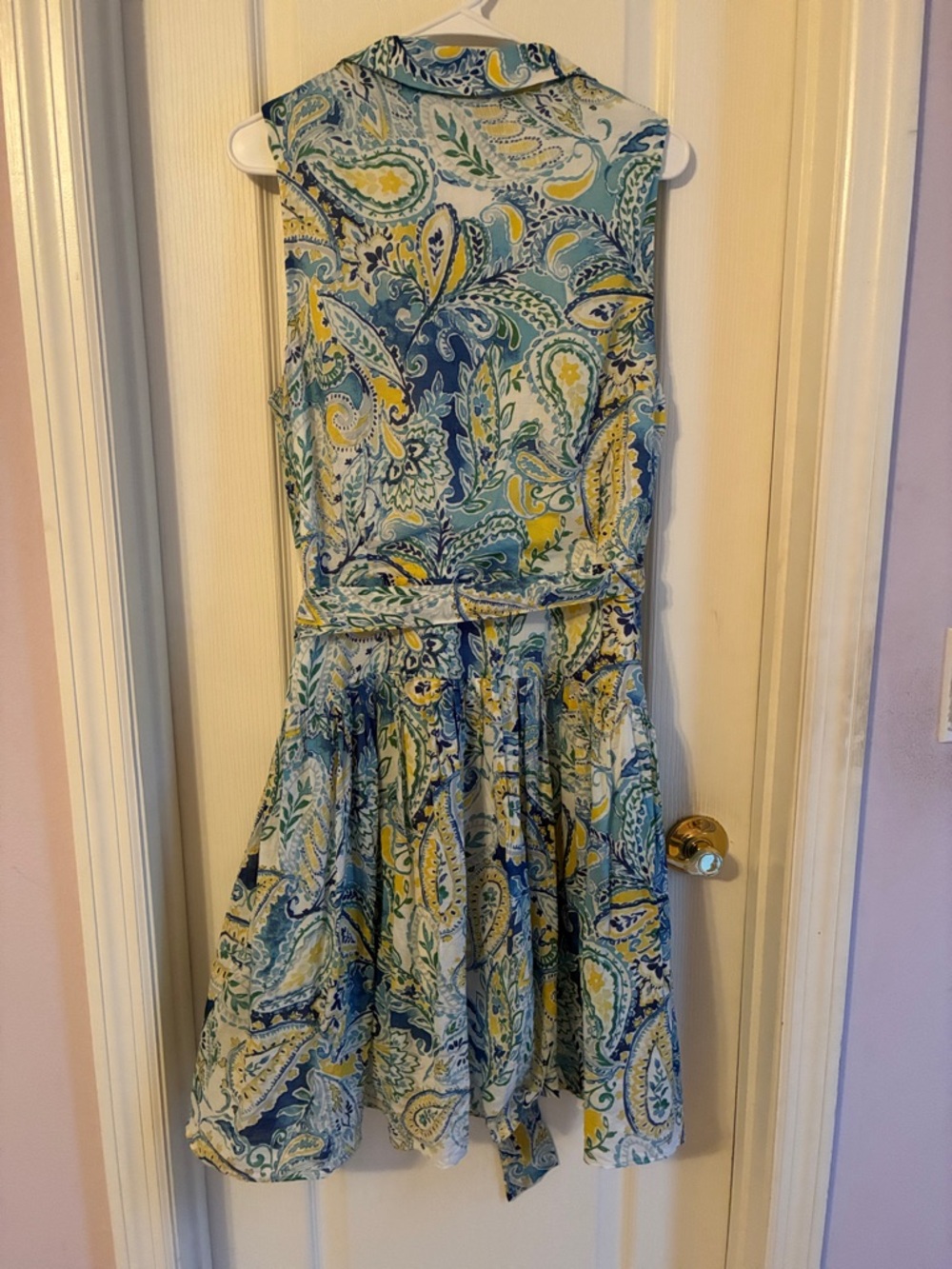 Ralph Lauren LRL Garden Party Blue & Yellow Paisley dress Sz 16 - Picture 7 of 9
